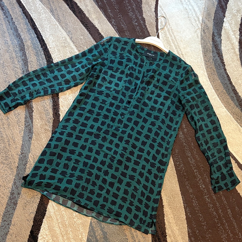 Derek Lam Teal and Black Patterned Dress